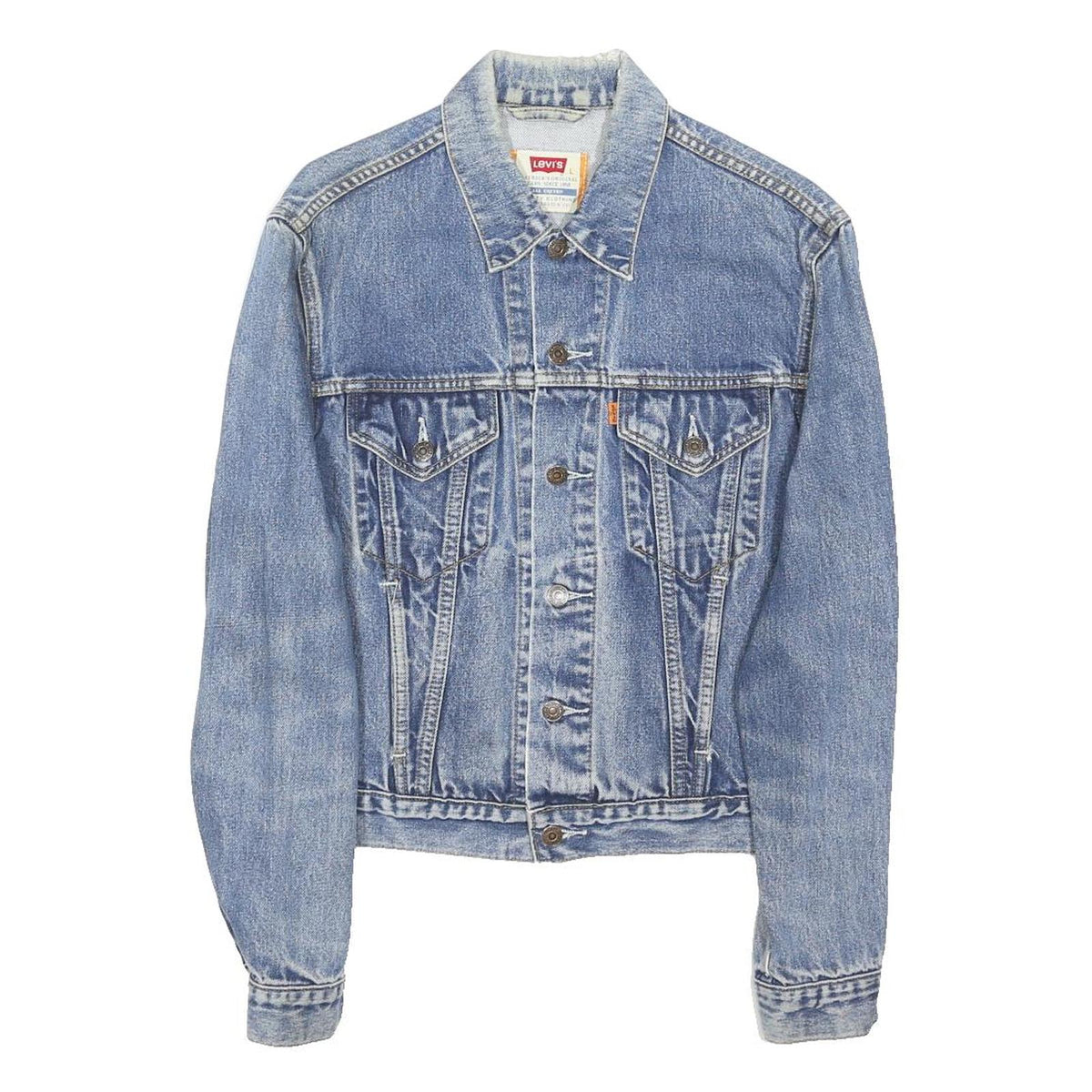 LEVI'S Womens Blue Denim Jacket L Cotton Blend Button Front Classic Fit