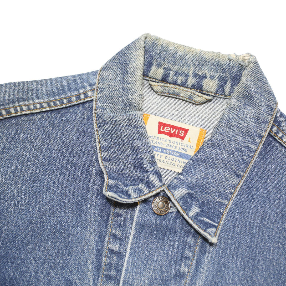 LEVI'S Womens Blue Denim Jacket L Cotton Blend Button Front Classic Fit