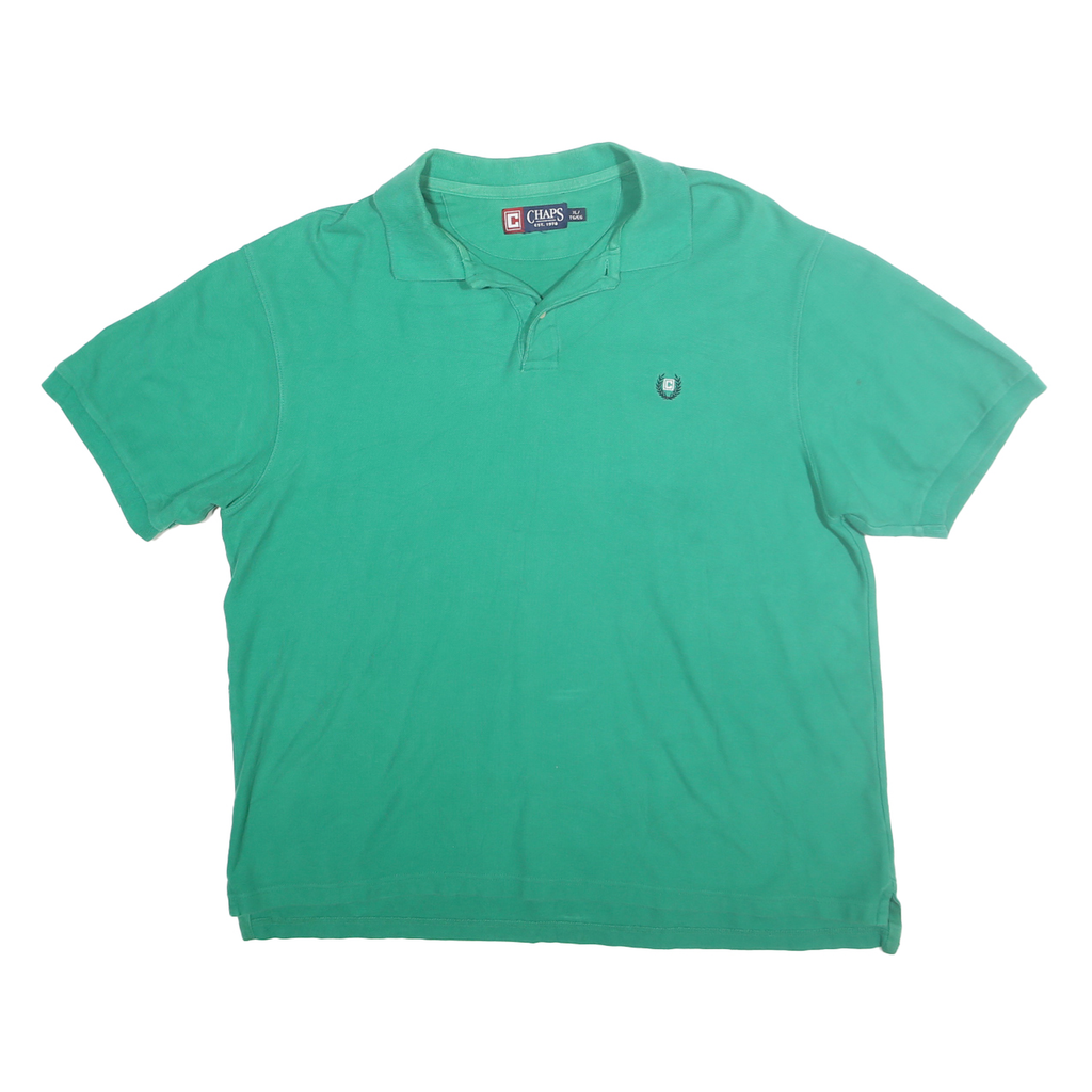 CHAPS Mens Green Short Sleeve Polo Shirt XL Cotton Casual Comfortable Classic