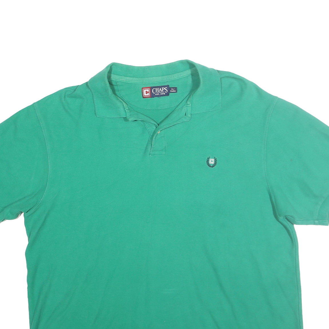 CHAPS Mens Green Short Sleeve Polo Shirt XL Cotton Casual Comfortable Classic