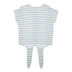 FAT FACE Womens Blue & Yellow Striped Basic Top Short Sleeve Round Neck UK 8