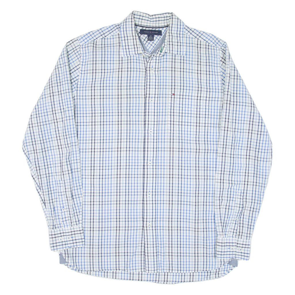 TOMMY HILFIGER Mens Shirt Blue Check Long Sleeve S