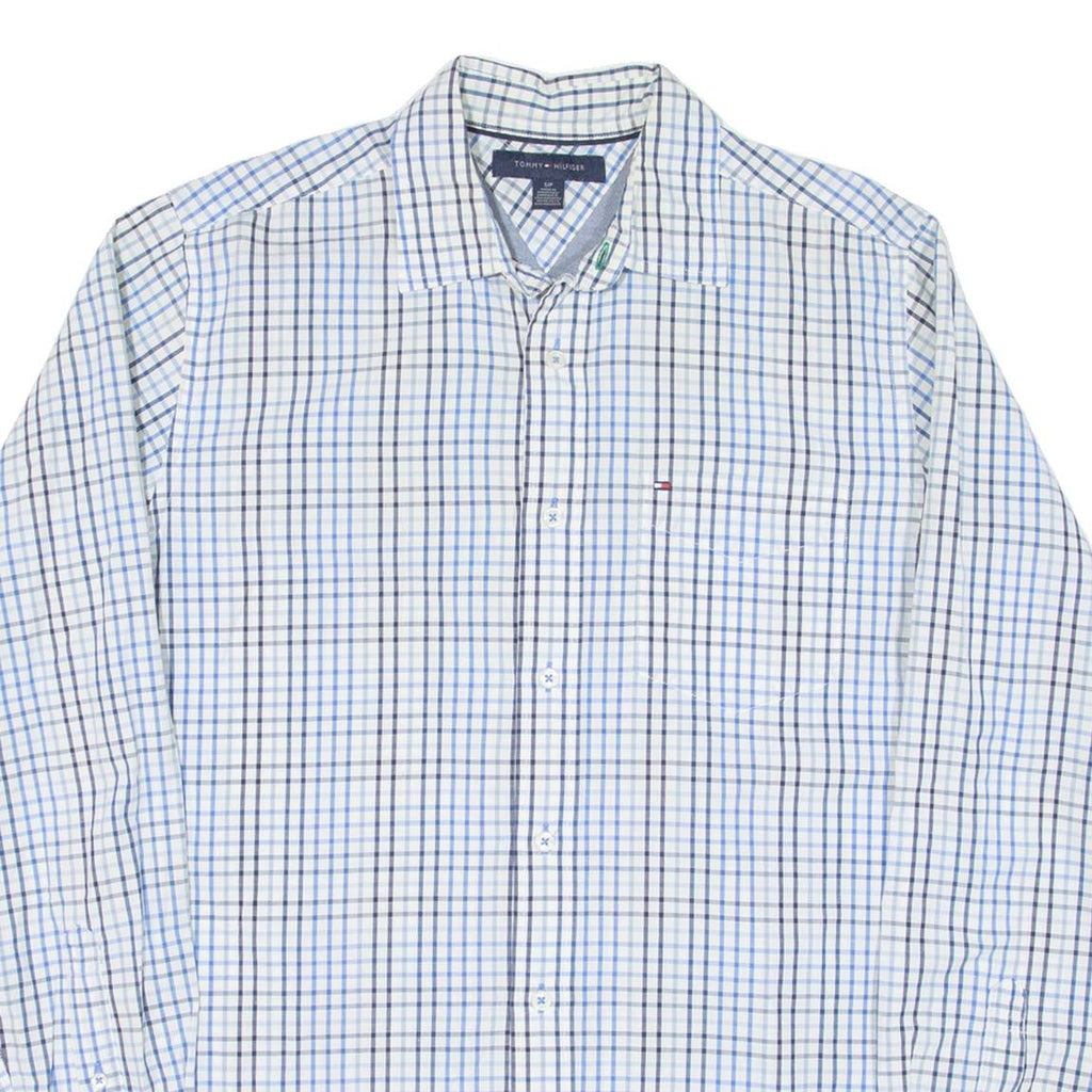 TOMMY HILFIGER Mens Shirt Blue Check Long Sleeve S