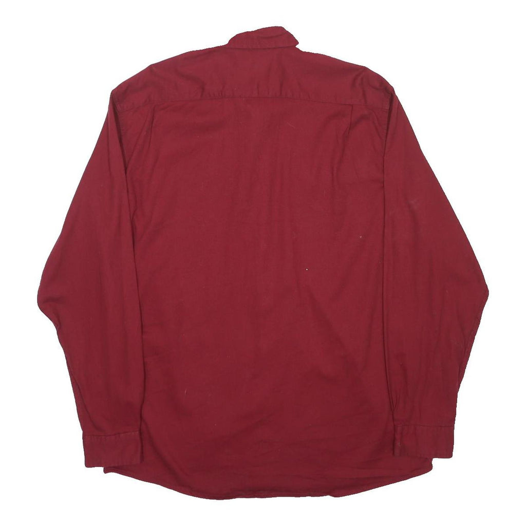 WRANGLER Mens Red Plain Shirt XL Cotton Blend Casual Buttoned Pocket