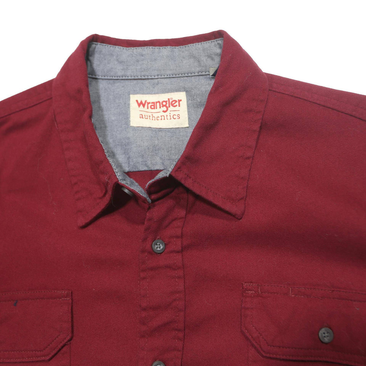 WRANGLER Mens Red Plain Shirt XL Cotton Blend Casual Buttoned Pocket