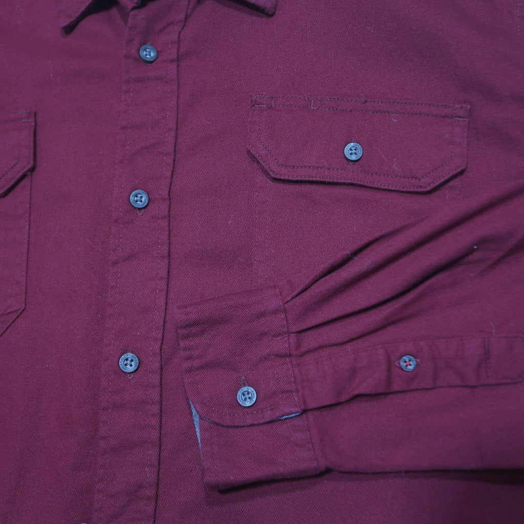 WRANGLER Mens Red Plain Shirt XL Cotton Blend Casual Buttoned Pocket