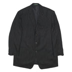 LAUREN RALPH LAUREN Mens Black Pinstripe Wool Tailored Jacket XL Button Closure