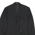 LAUREN RALPH LAUREN Mens Black Pinstripe Wool Tailored Jacket XL Button Closure
