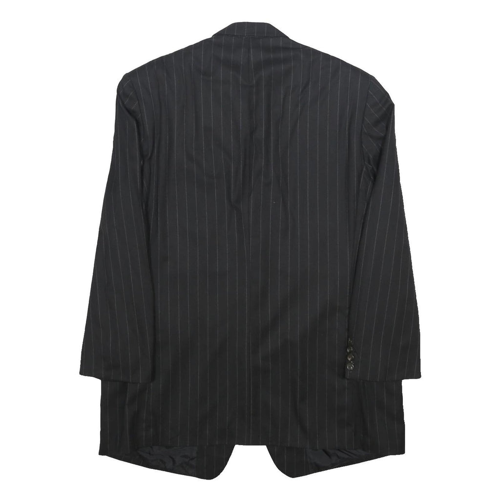 LAUREN RALPH LAUREN Mens Black Pinstripe Wool Tailored Jacket XL Button Closure