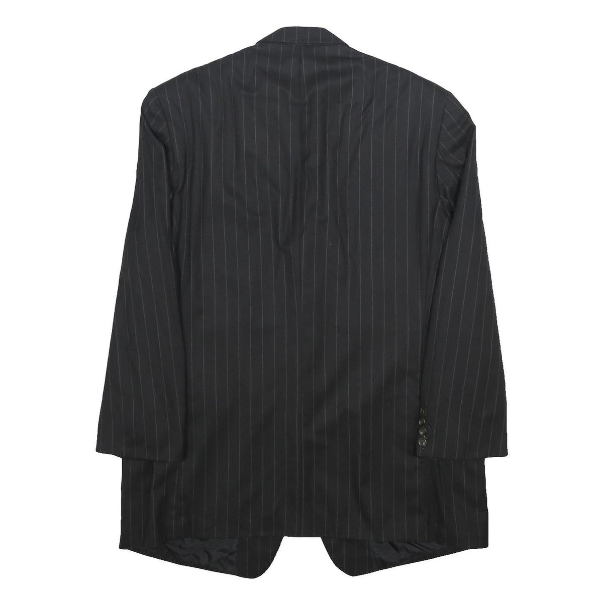 LAUREN RALPH LAUREN Mens Black Pinstripe Wool Tailored Jacket XL Button Closure