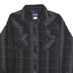 WRANGLER Mens Black & Grey Check Western Shirt L Long Sleeve Cotton Blend