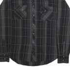 WRANGLER Mens Black & Grey Check Western Shirt L Long Sleeve Cotton Blend