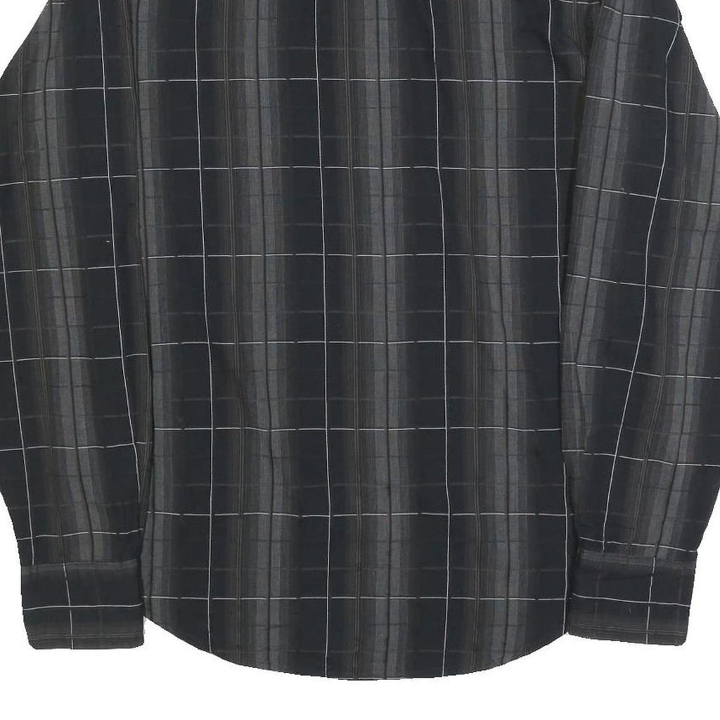 WRANGLER Mens Black & Grey Check Western Shirt L Long Sleeve Cotton Blend