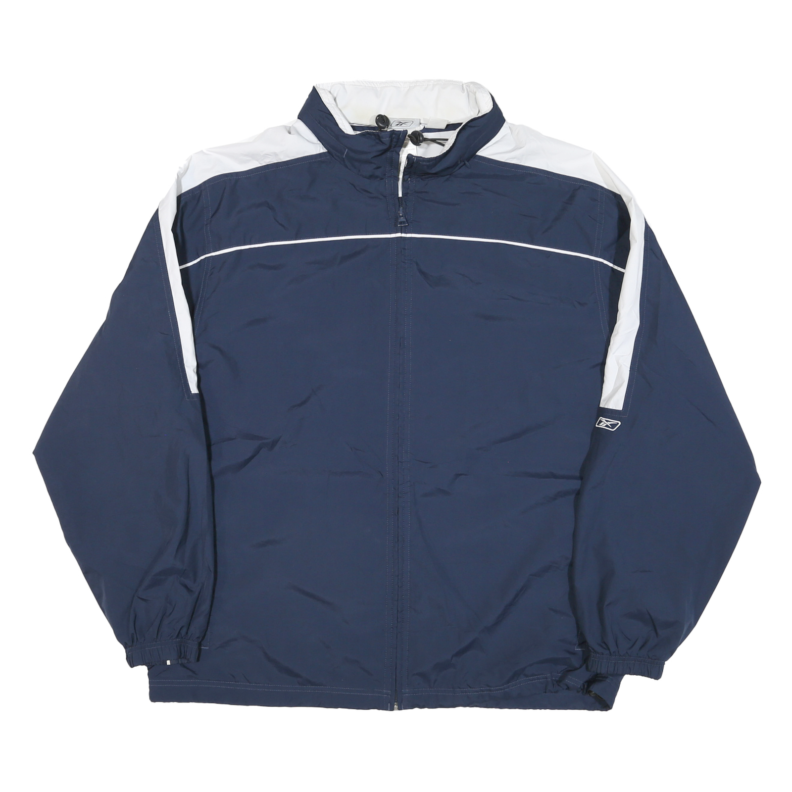 REEBOK Mens Navy & White Track Jacket XL Polyester Blend Zip Activewear