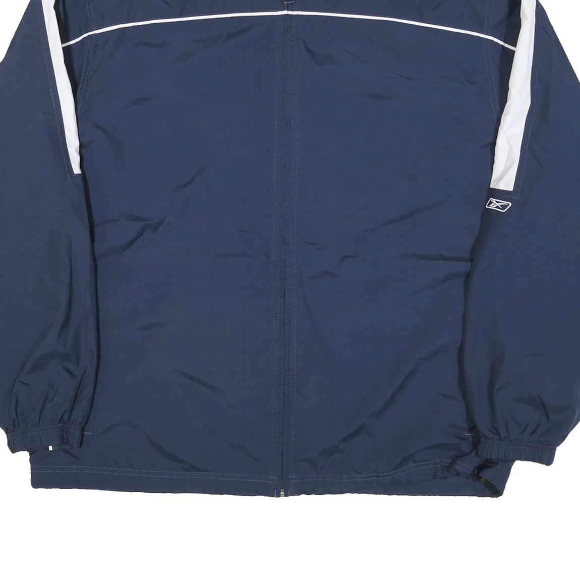 REEBOK Mens Navy & White Track Jacket XL Polyester Blend Zip Activewear