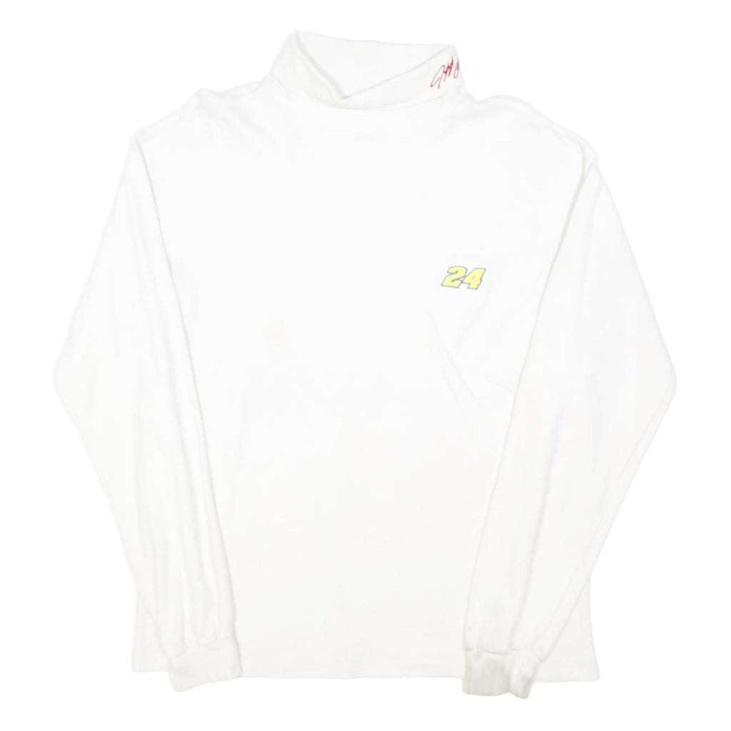 CHASE AUTHENTICS Mens White Patterned Jumper Turtle Neck Basic Knit L Casual
