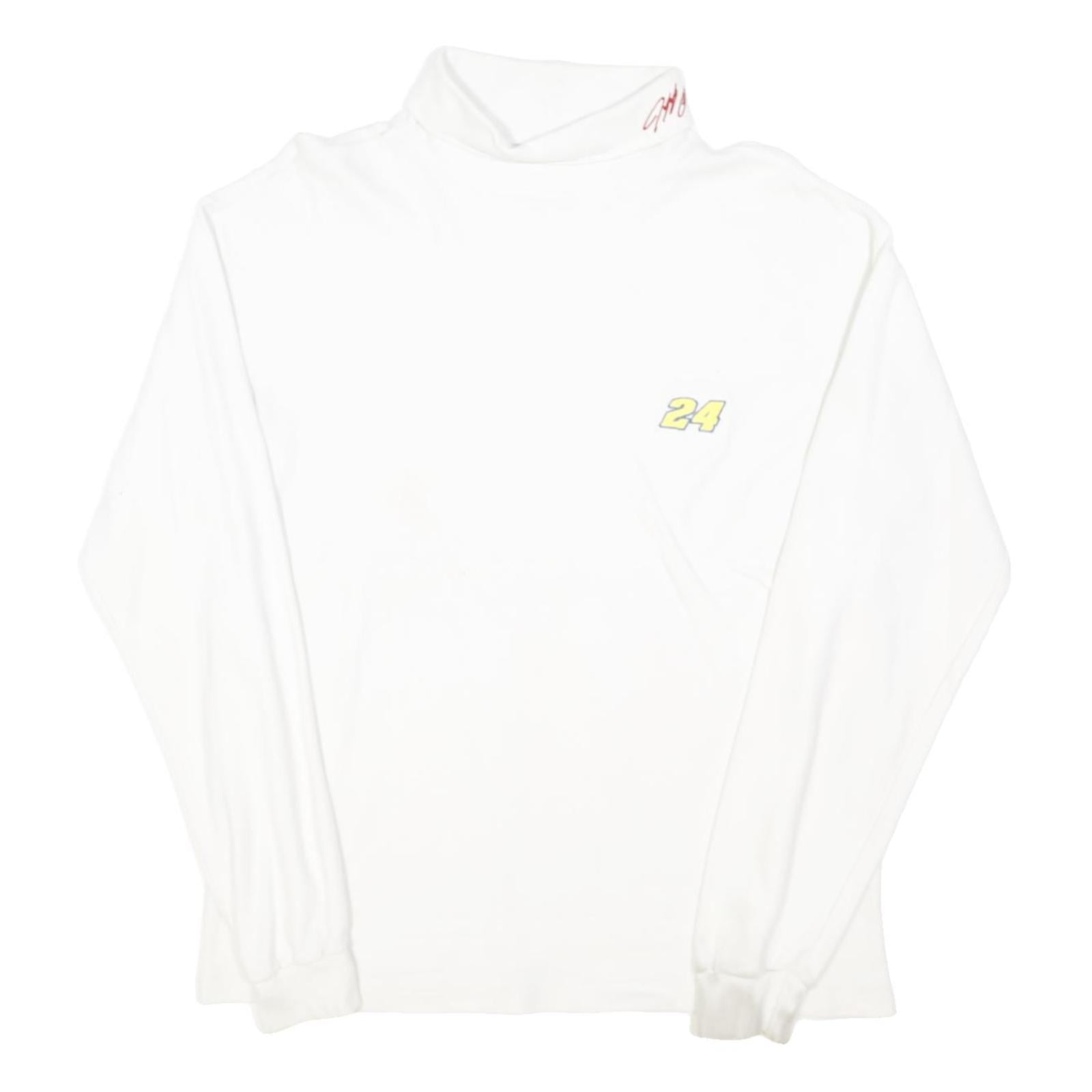 CHASE AUTHENTICS Mens White Patterned Jumper Turtle Neck Basic Knit L Casual