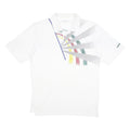 ADIDAS Mens White Graphic Short Sleeve Polo Shirt L Cotton Blend Casual Sports