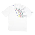ADIDAS Mens White Graphic Short Sleeve Polo Shirt L Cotton Blend Casual Sports