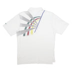 ADIDAS Mens White Graphic Short Sleeve Polo Shirt L Cotton Blend Casual Sports