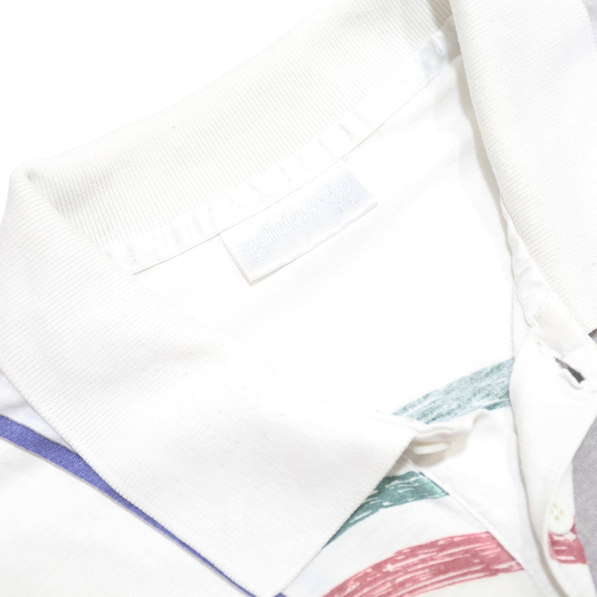 ADIDAS Mens White Graphic Short Sleeve Polo Shirt L Cotton Blend Casual Sports