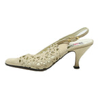 COMMENTI Womens Slingback Platform Heels Cream Leather UK 6 Elegant Formal