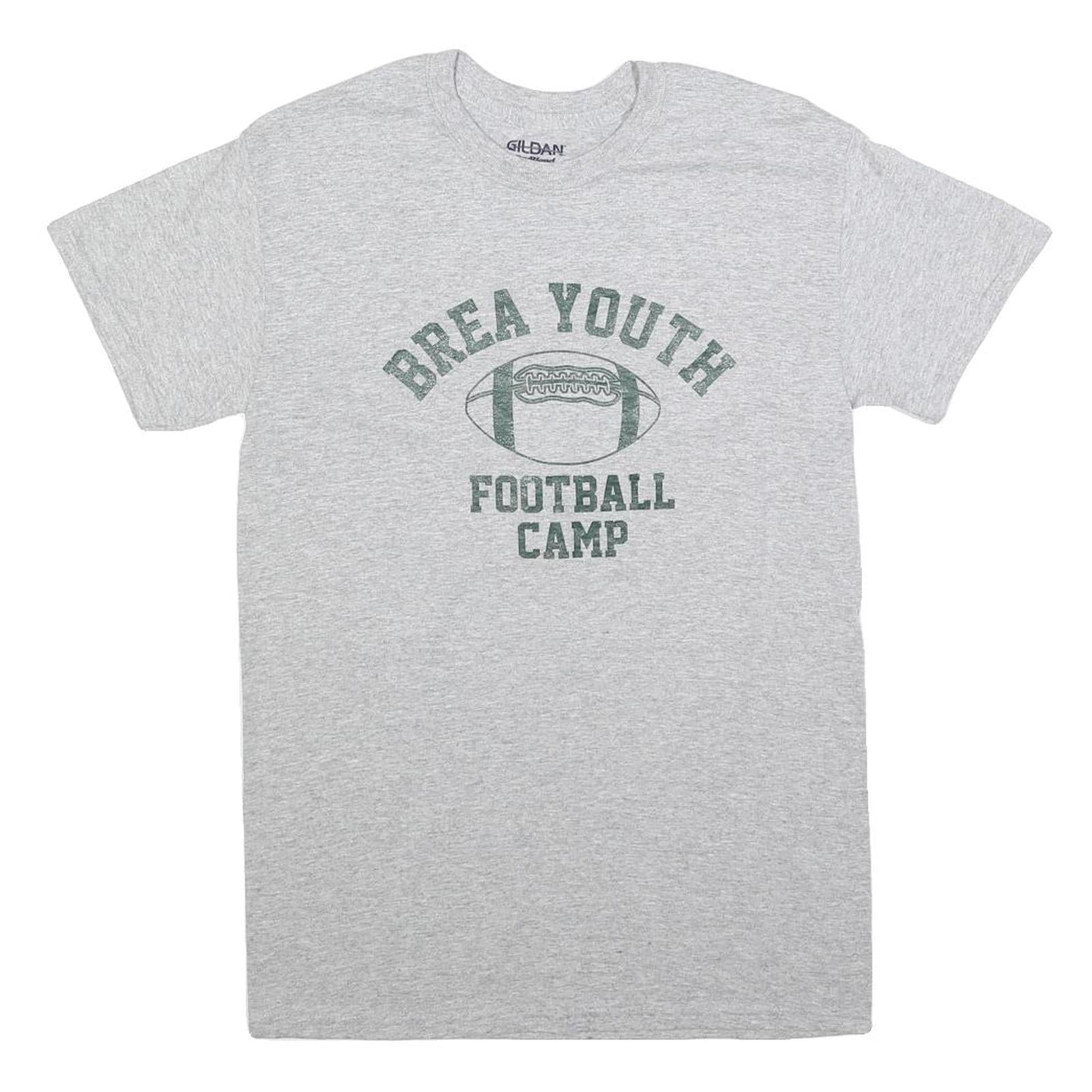 GILDAN Mens Grey Brea Youth Football Camp Graphic T-Shirt S Short Sleeve Crew