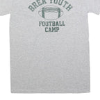 GILDAN Mens Grey Brea Youth Football Camp Graphic T-Shirt S Short Sleeve Crew