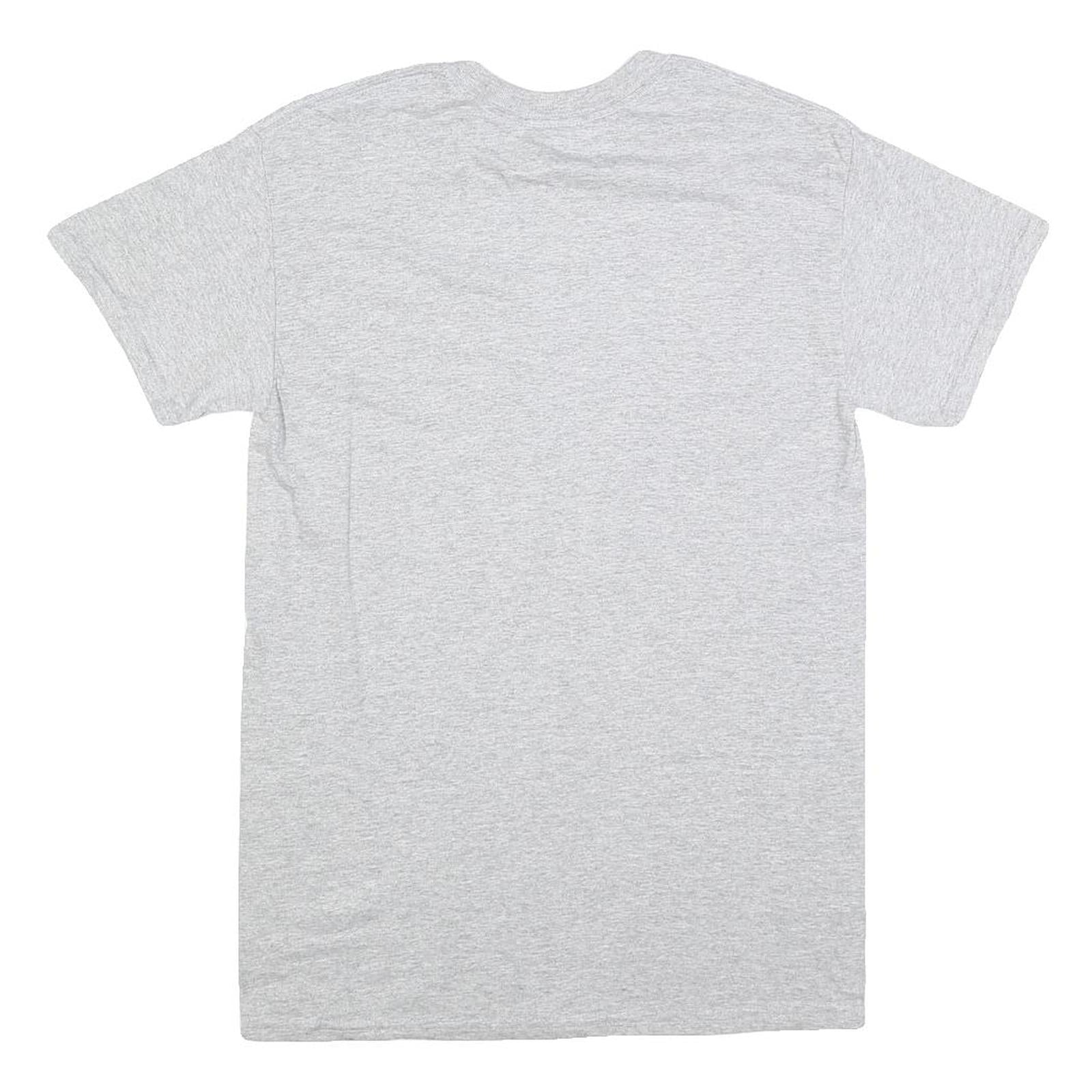 GILDAN Mens Grey Brea Youth Football Camp Graphic T-Shirt S Short Sleeve Crew