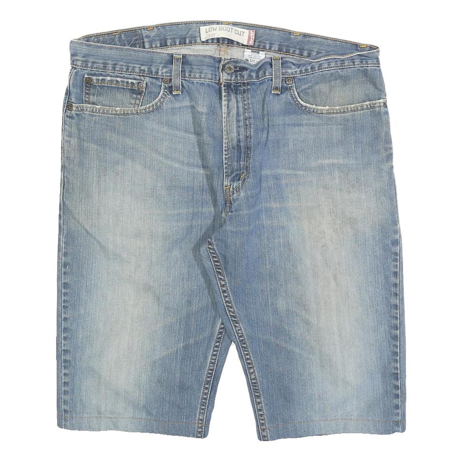 LEVI'S Mens Denim Blue Low Boot Cut Shorts XL W38 Casual Cotton Blend