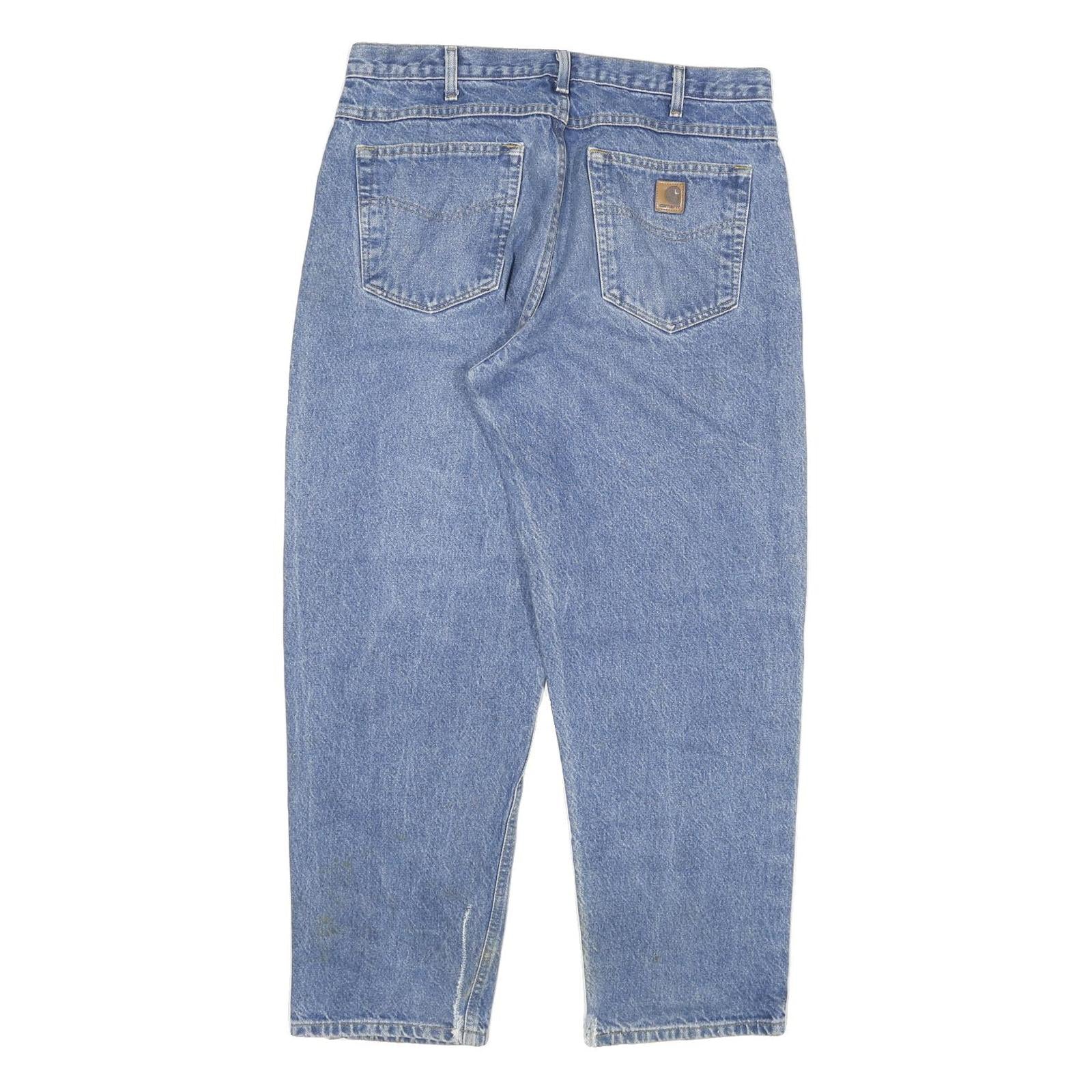 CARHARTT Mens Regular Fit Straight Blue Denim Jeans W34 L29 Classic Cotton Blend