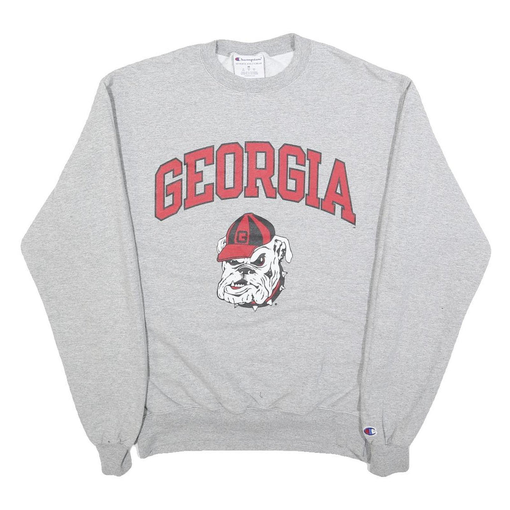 CHAMPION Mens Grey Georgia Bulldog Print Crew Neck M Cotton Blend Sweatshirt