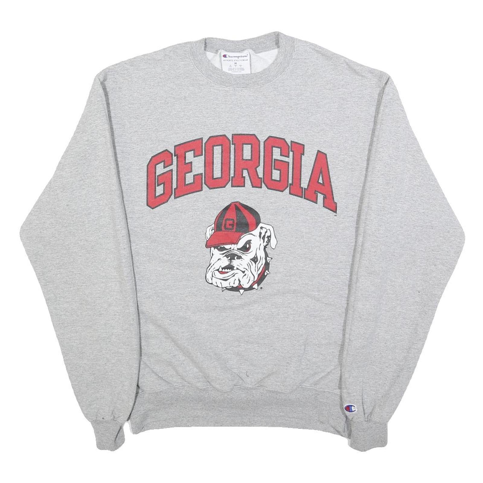 CHAMPION Mens Grey Georgia Bulldog Print Crew Neck M Cotton Blend Sweatshirt