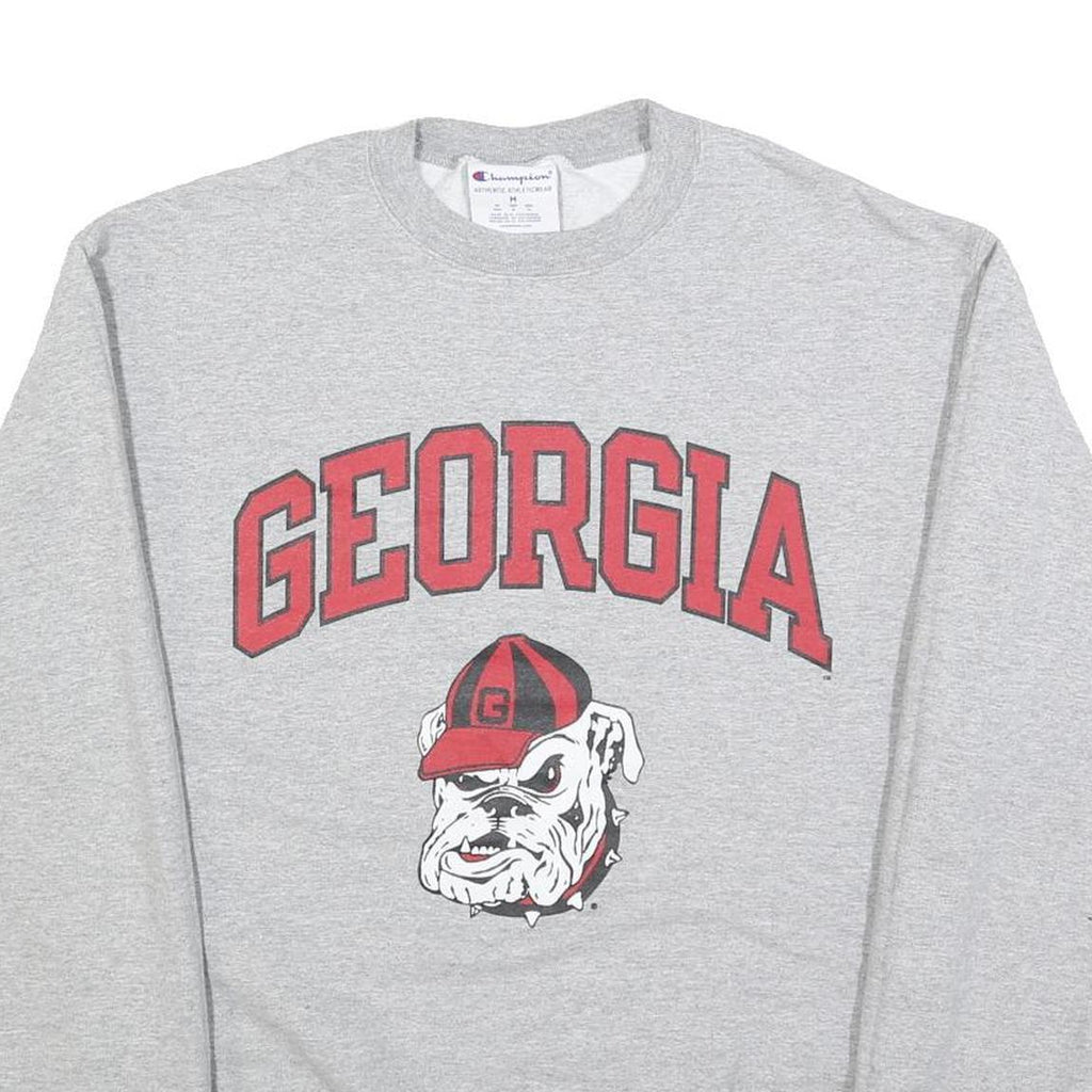 CHAMPION Mens Grey Georgia Bulldog Print Crew Neck M Cotton Blend Sweatshirt