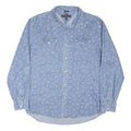 TOMMY HILFIGER Mens Blue Cotton Blend Printed Long Sleeve Shirt XL Casual
