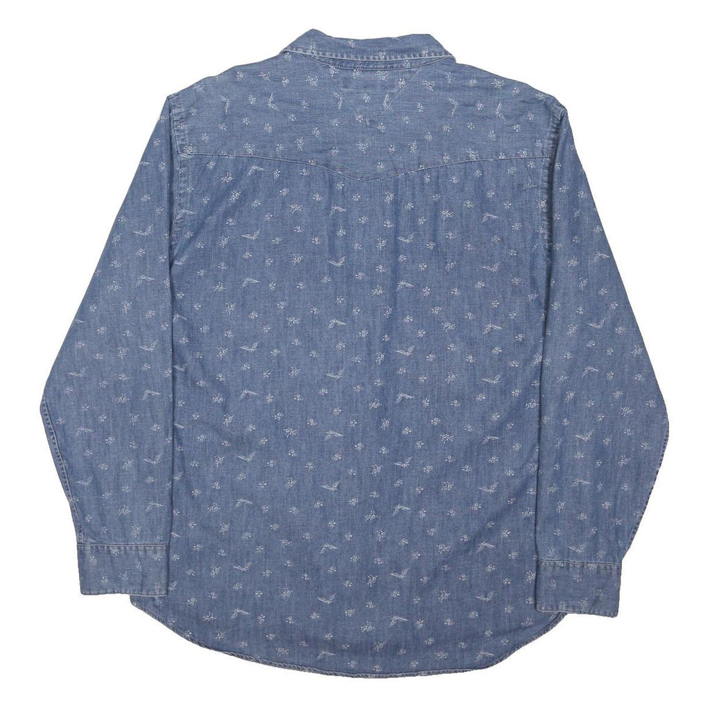 TOMMY HILFIGER Mens Blue Cotton Blend Printed Long Sleeve Shirt XL Casual