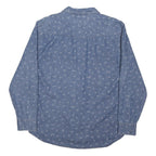 TOMMY HILFIGER Mens Blue Cotton Blend Printed Long Sleeve Shirt XL Casual