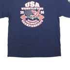 HANES Mens Navy USA Weightlifting Graphic T-Shirt XL Short Sleeve Crew Neck