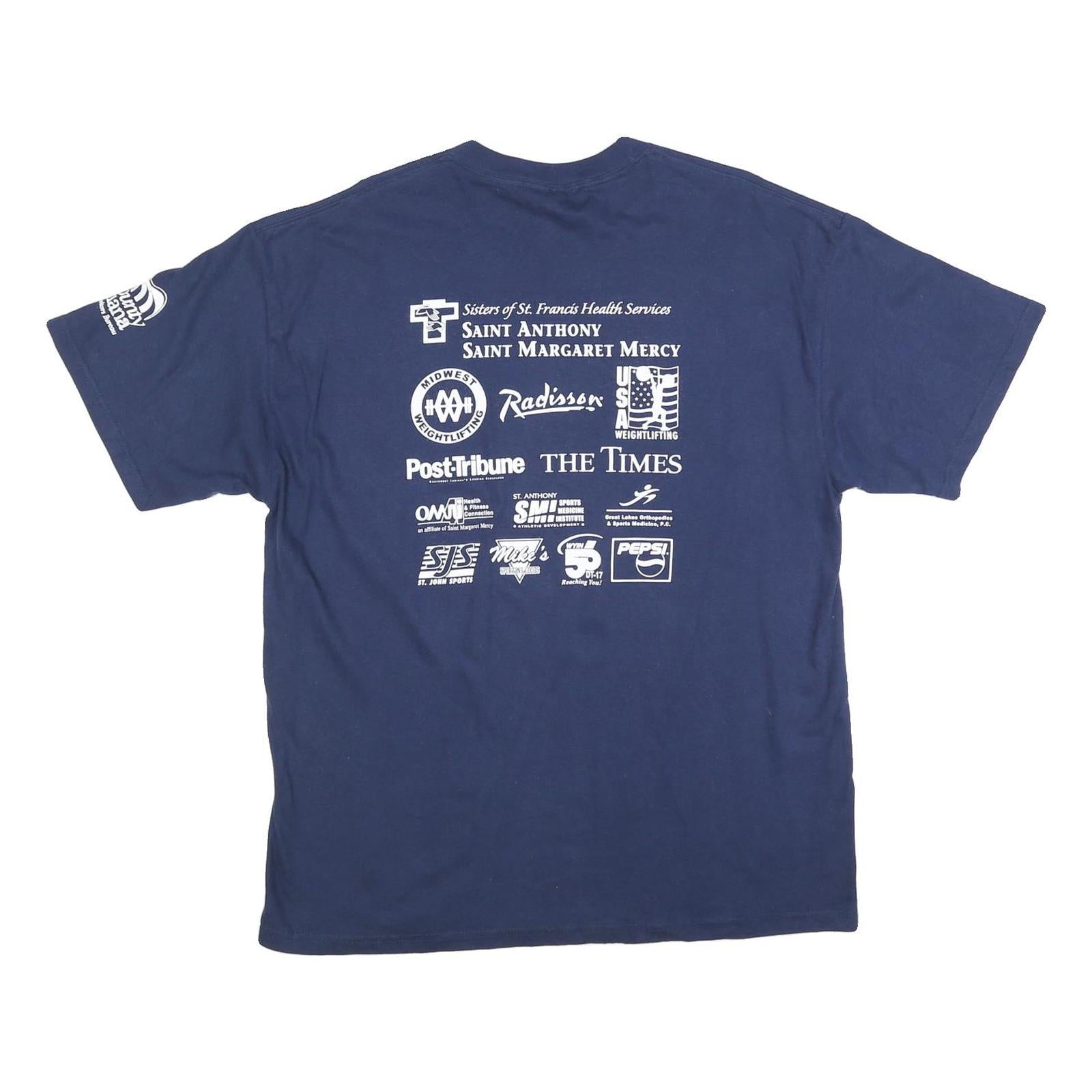 HANES Mens Navy USA Weightlifting Graphic T-Shirt XL Short Sleeve Crew Neck