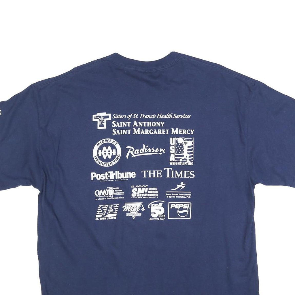 HANES Mens Navy USA Weightlifting Graphic T-Shirt XL Short Sleeve Crew Neck