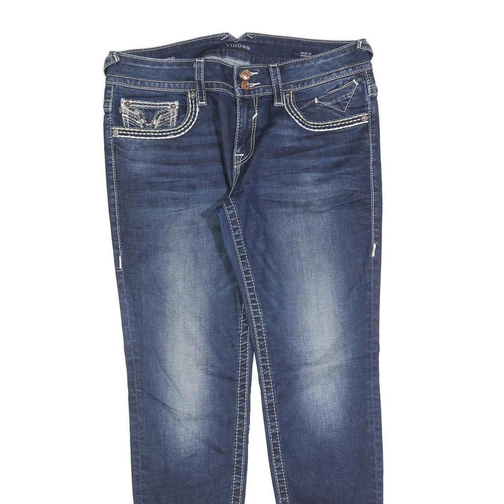 VIGOSS Womens Blue Slim Skinny Denim Medium Wash W31 L30 Detailed Stitching
