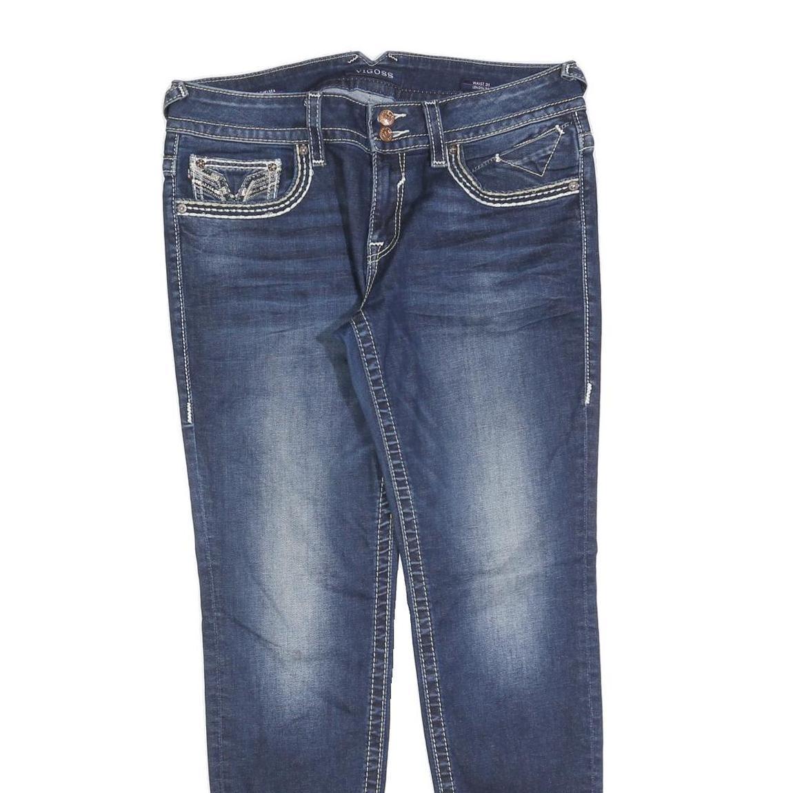 VIGOSS Womens Blue Slim Skinny Denim Medium Wash W31 L30 Detailed Stitching