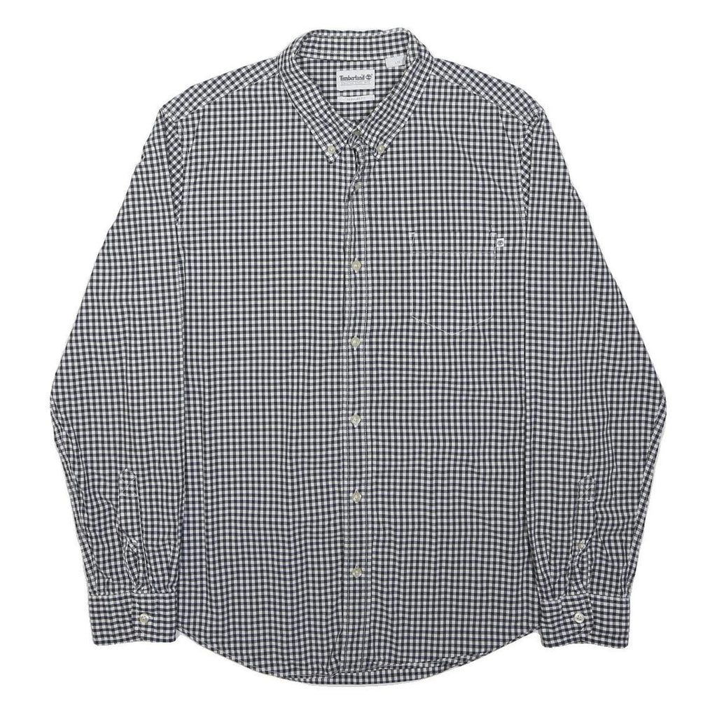 TIMBERLAND Mens Black & White Check Shirt L Cotton Buttoned Casual