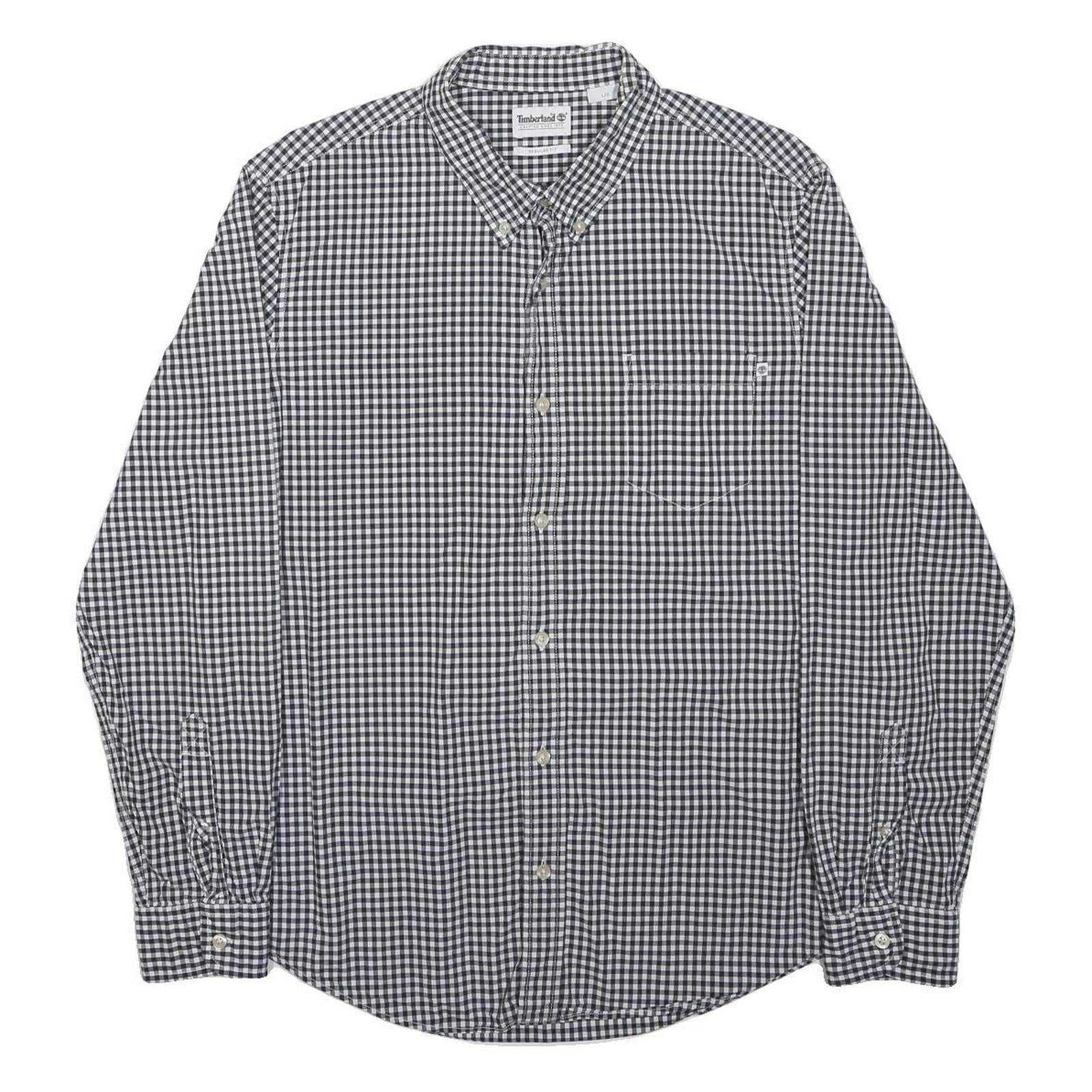 TIMBERLAND Mens Black & White Check Shirt L Cotton Buttoned Casual