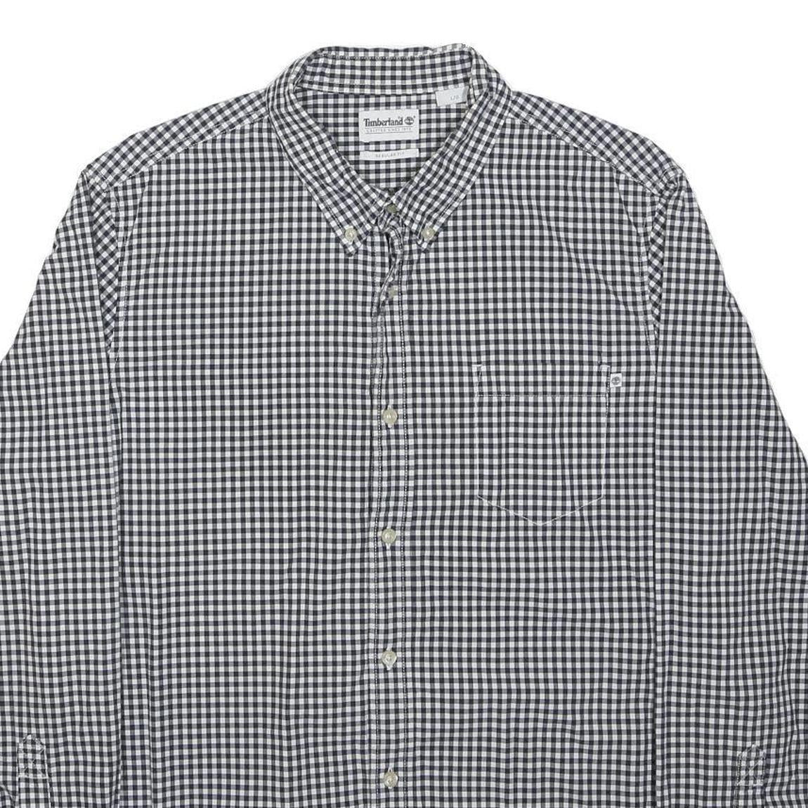 TIMBERLAND Mens Black & White Check Shirt L Cotton Buttoned Casual