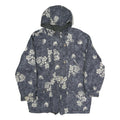 RODEO Womens Blue Floral Polyester Blend Jacket M Zip Hooded