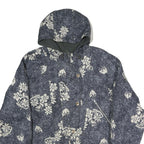 RODEO Womens Blue Floral Polyester Blend Jacket M Zip Hooded