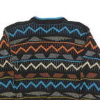 SAFE PASSAGE Womens Black Blue Orange Patterned Jumper Crew Neck M Acrylic Knit