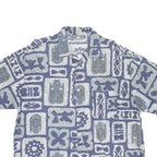 RUSTY Mens Blue Grey Patterned Casual Shirt XL Polynesian Print Summer