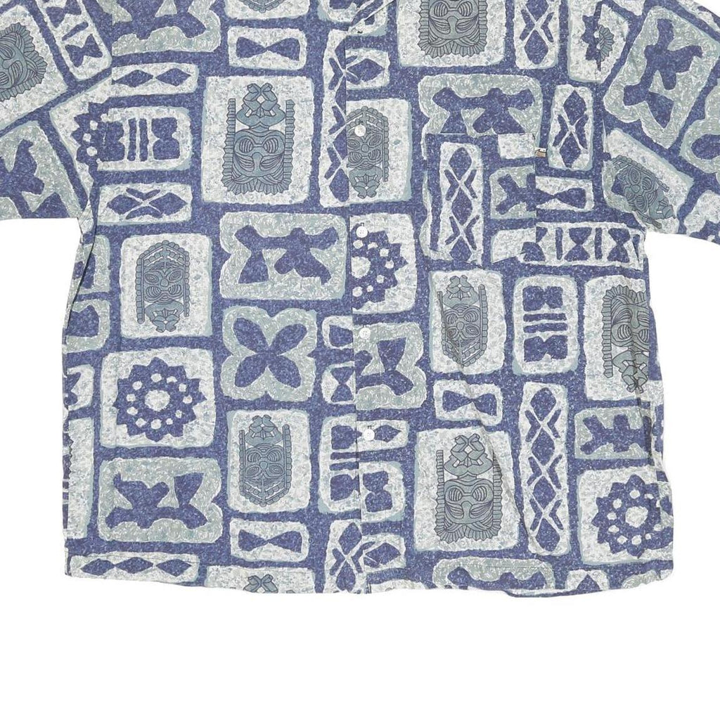 RUSTY Mens Blue Grey Patterned Casual Shirt XL Polynesian Print Summer